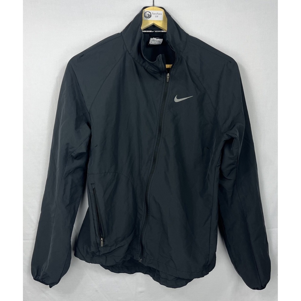 EUC Nike Women's Black Shield Running Jacket Side Zip Water Repellent 685929 M